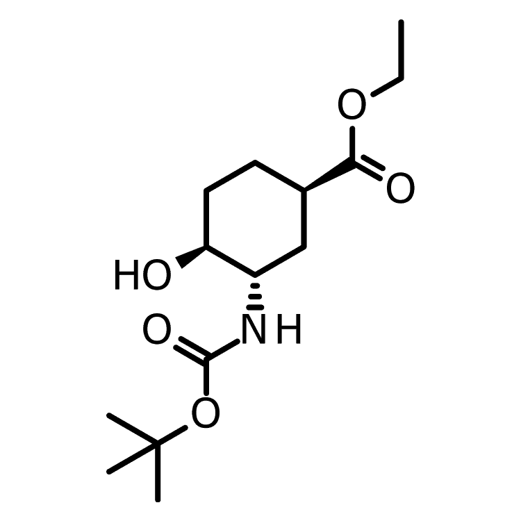 Structure of 1210348-16-5 | (1R,3S,4S)-3-(Boc-amino)-4-hydroxy-cyclohexanecarboxylic acid ethyl ester