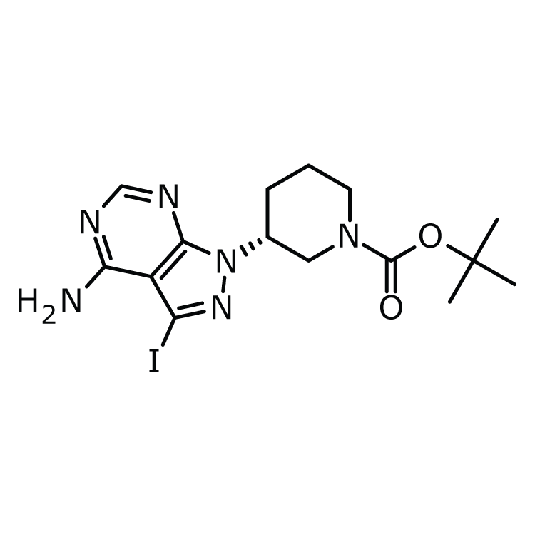 Structure of 1276110-38-3 | (3R)-1-Boc-3-(4-amino-3-iodo-1H-pyrazolo[3,4-d]pyrimidin-1-yl)piperidine