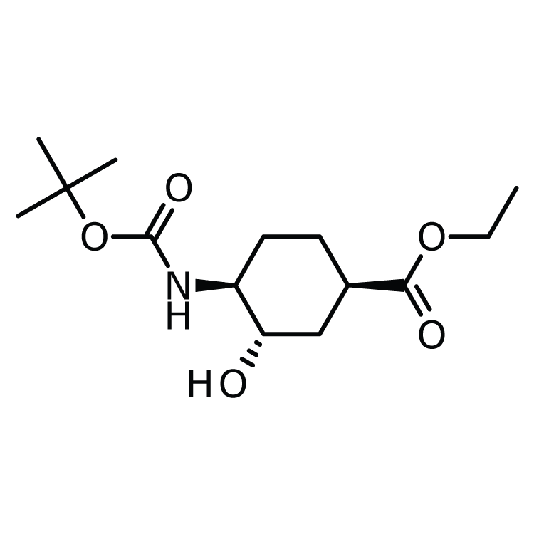 Structure of 1392745-66-2 | (1R,3S,4S)-4-(Boc-amino)-3-hydroxy-cyclohexanecarboxylic acid ethyl ester