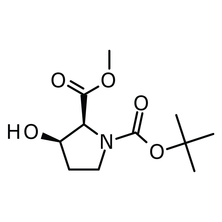 Structure of 130966-46-0 | (2S,3R)-1-(tert-BOC)-3-Hydroxypyrrolidine-2-carboxylic acid methyl ester