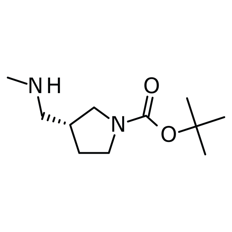 Structure of 404594-16-7 | (R)-tert-Butyl 3-((methylamino)methyl)pyrrolidine-1-carboxylate