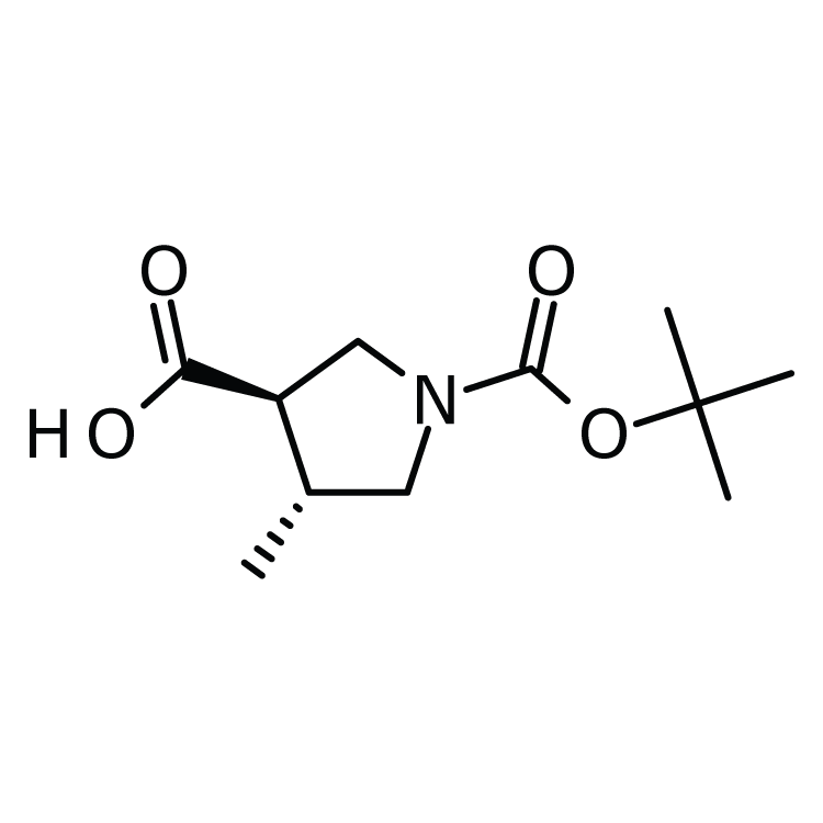 Structure of 1119512-35-4 | (3R,4R)-1-(tert-Butoxycarbonyl)-4-methylpyrrolidine-3-carboxylic acid