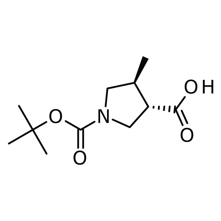 Structure of 1393524-21-4 | (3S,4S)-1-(tert-Butoxycarbonyl)-4-methylpyrrolidine-3-carboxylic acid