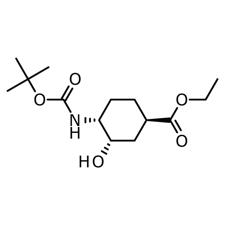 Structure of 1392745-15-1 | (1R,3S,4R)-4-(Boc-amino)-3-hydroxy-cyclohexanecarboxylic acid ethyl ester
