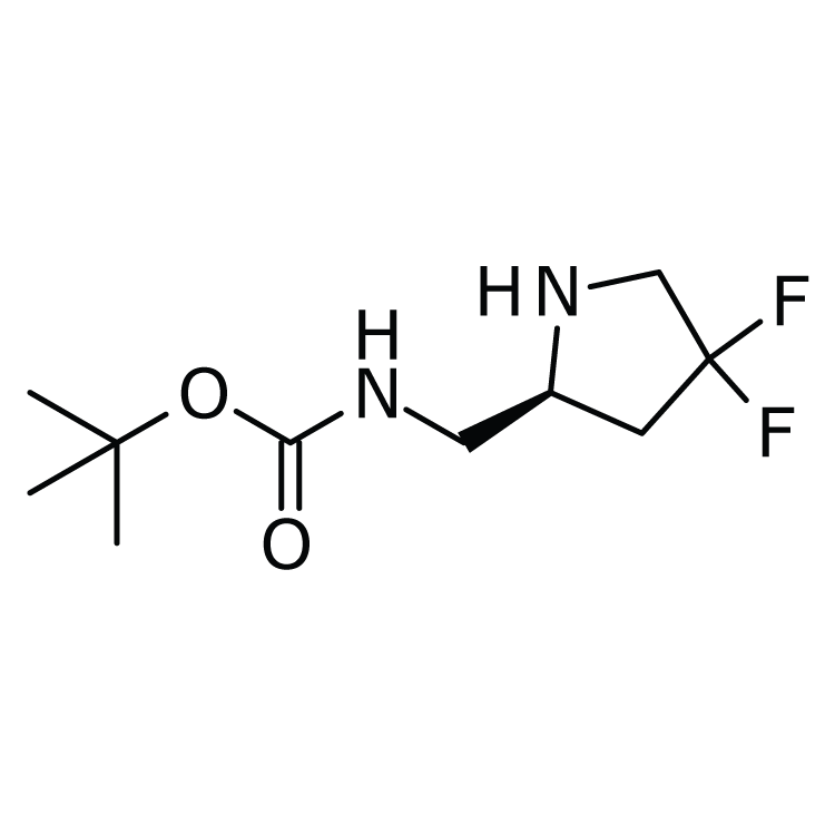 Structure of 1363384-66-0 | (S)-2-(Boc-aminomethyl)-4,4-difluoropyrrolidine