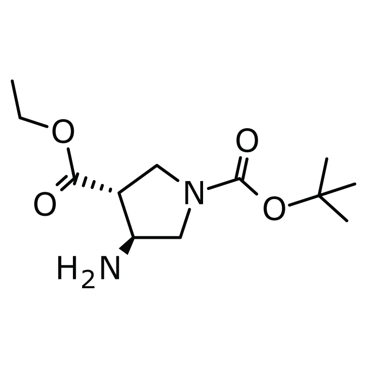 Structure of 895243-98-8 | (3R,4S)-Ethyl 1-Boc-4-aminopyrrolidine-3-carboxylate