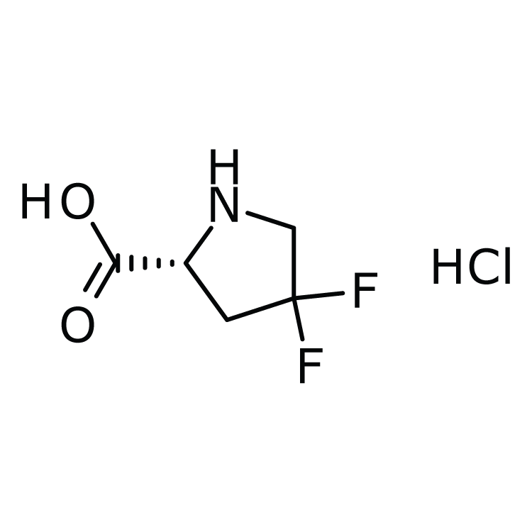 Structure of 1407991-25-6 | (R)-4,4-Difluoropyrrolidine-2-carboxylic acid hydrochloride