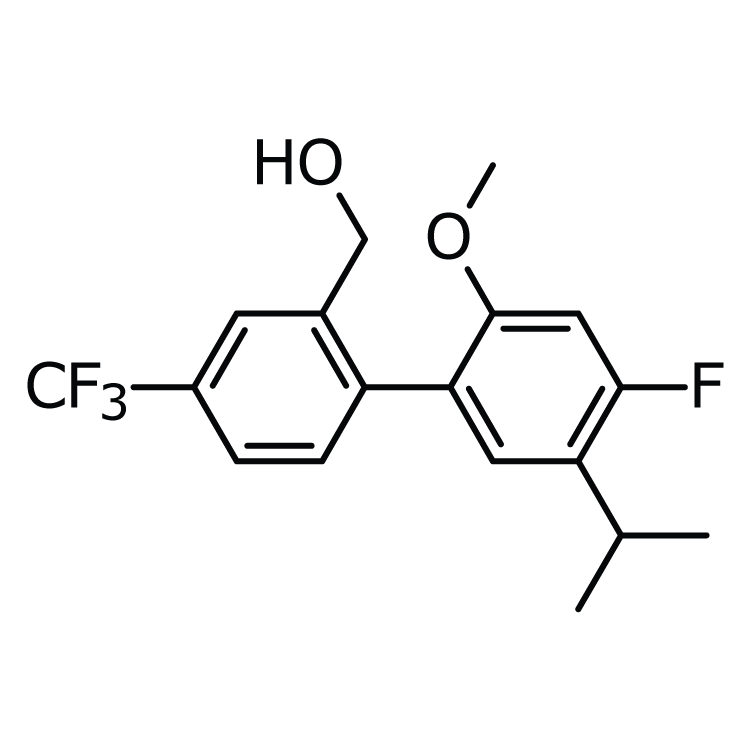 Structure of 875548-97-3 | (4'-Fluoro-5'-isopropyl-2'-methoxy-4-trifluoromethyl-biphenyl-2-yl)methanol