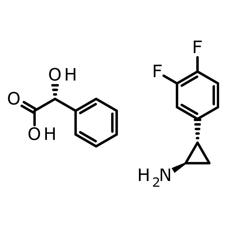 Structure of 376608-71-8 | (1R,2S)-2-(3,4-difluorophenyl)cyclopropan-1-amine;  (2R)-2-hydroxy-2-phenylacetic acid