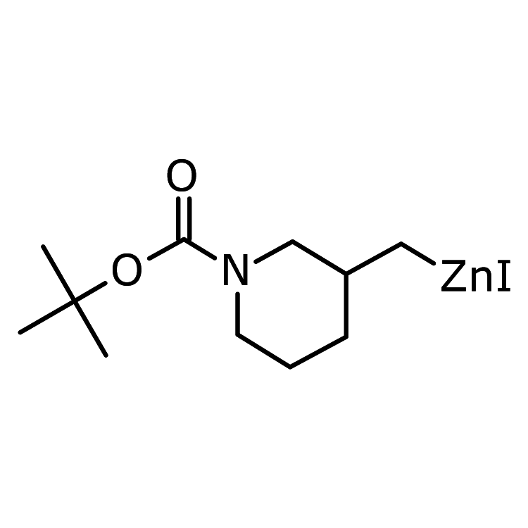 Structure of 2135683-36-0 | (1-tert-Butoxycarbonyl-3-piperidyl)methylzinc iodide, 0.5M in THF