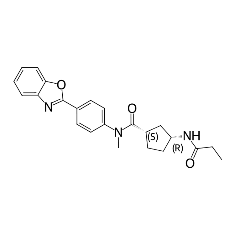 Structure of 1338468-86-2 | (1S,3R)-N-[4-(1,3-benzoxazol-2-yl)phenyl]-N-methyl-3-propanamidocyclopentane-1-carboxamide