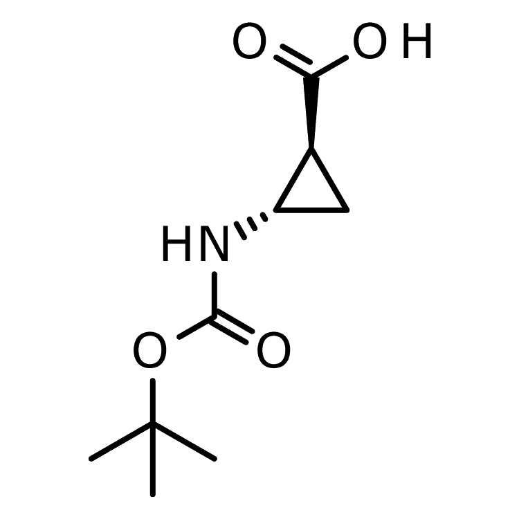 Structure of 1212381-16-2 | trans-2-{[(tert-butoxy)carbonyl]amino}Cyclopropane-1-carboxylic acid