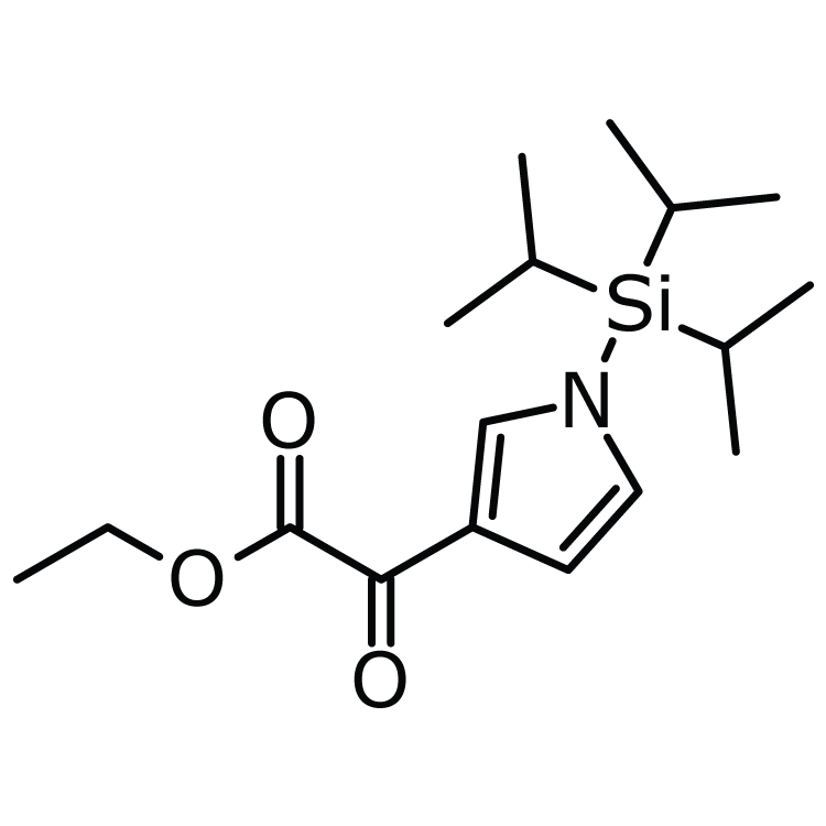 Structure of 87630-37-3 | Oxo-(1-triisopropylsilyl-1H-pyrrol-3-yl)acetic acid ethyl ester