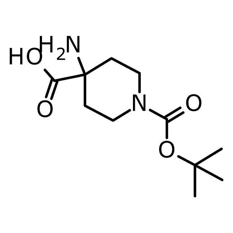Structure of 183673-71-4 | 4-amino-1-[(tert-butoxy)carbonyl]piperidine-4-carboxylic acid