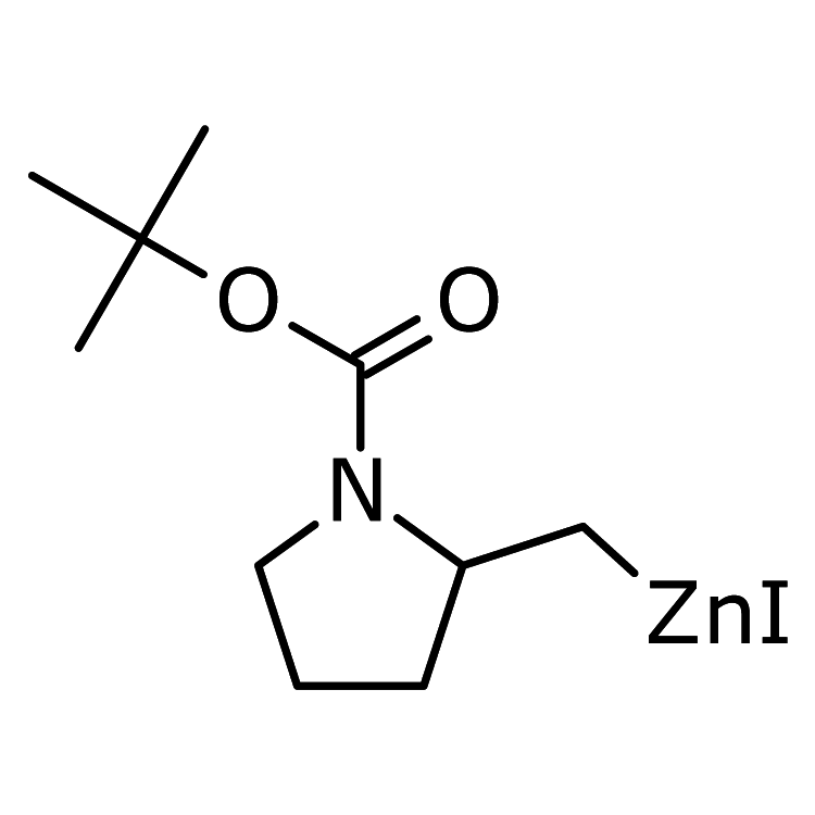 Structure of 2135683-39-3 | (1-tert-butoxycarbonylpyrrolidin-2-yl)methylzinc iodide, 0.5M in THF