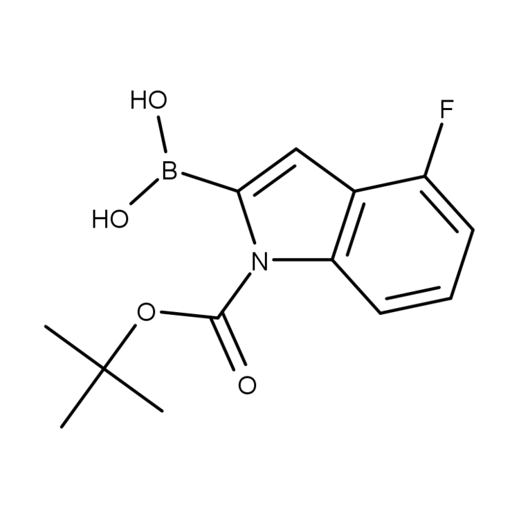 Structure of 1000068-25-6 | (1-(tert-Butoxycarbonyl)-4-fluoro-1H-indol-2-yl)boronic acid