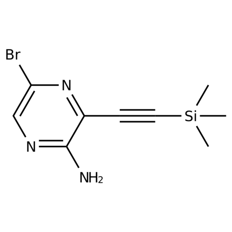 Structure of 875781-41-2 | 5-Bromo-3-((trimethylsilyl)ethynyl)pyrazin-2-amine