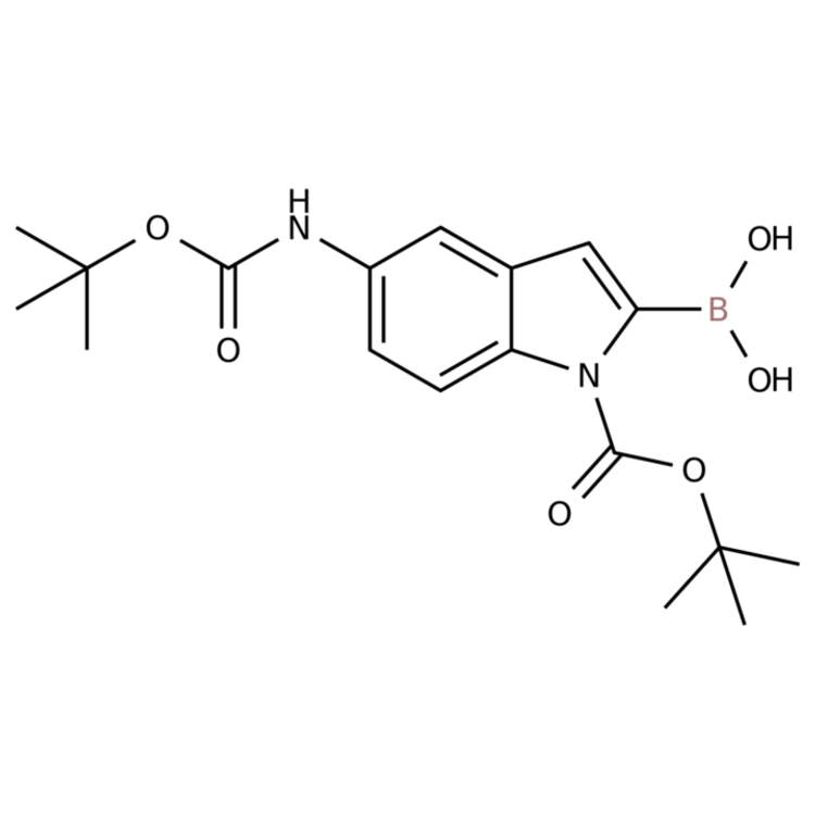 Structure of 913388-66-6 | (1-(tert-Butoxycarbonyl)-5-((tert-butoxycarbonyl)amino)-1H-indol-2-yl)boronic acid