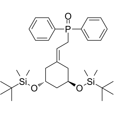 Structure of 139356-39-1 | (2-((3R,5R)-3,5-Bis((tert-butyldimethylsilyl)oxy)cyclohexylidene)ethyl)diphenylphosphine oxide