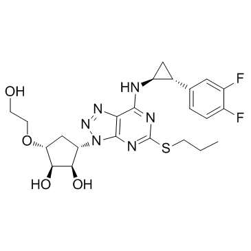 Structure of 2096989-55-6 | (1R,2R,3S,5R)-3-(7-(((1S,2R)-2-(3,4-difluorophenyl)cyclopropyl)amino)-5-(propylthio)-3H-[1,2,3]triazolo[4,5-d]pyrimidin-3-yl)-5-(2-hydroxyethoxy)cyclopentane-1,2-diol