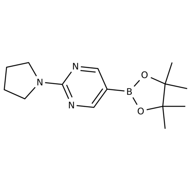 Structure of 1015242-07-5 | 2-(Pyrrolidin-1-yl)-5-(4,4,5,5-tetramethyl-1,3,2-dioxaborolan-2-yl)pyrimidine