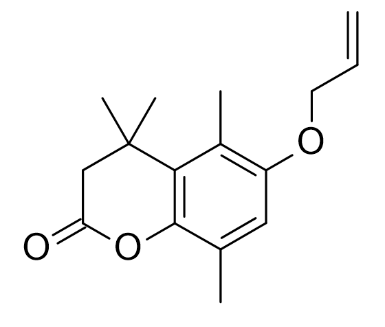 3,4-dihydro-4,4,5,8-tetramethyl-6-(2-propen-1-yloxy)-2H-1-benzopyran-2-one