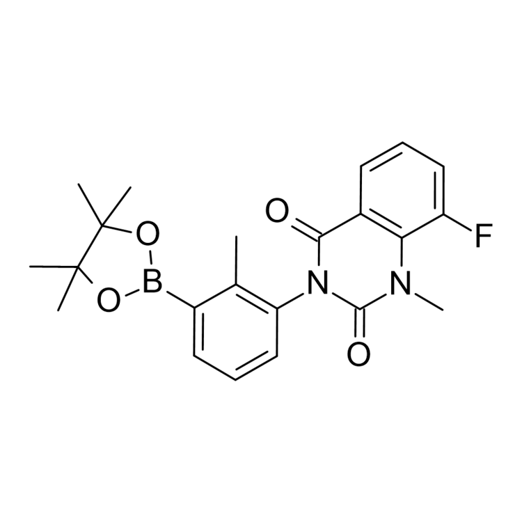 Structure of 1643136-29-1 | 8-Fluoro-1-methyl-3-[2-methyl-3-(4,4,5,5-tetramethyl-1,3,2-dioxaborolan-2-yl)phenyl]quinazoline-2,4-dione