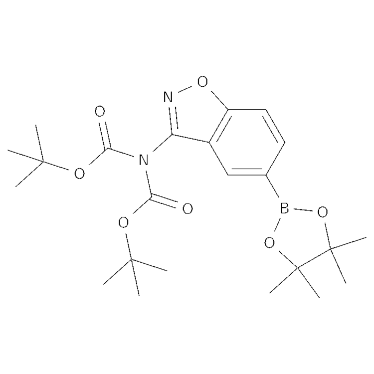 Structure of 1432912-82-7 | tert-butyl N-[(tert-butoxy)carbonyl]-N-[5-(4,4,5,5-tetramethyl-1,3,2-dioxaborolan-2-yl)-1,2-benzoxazol-3-yl]carbamate