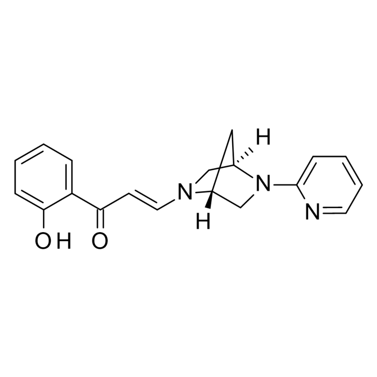 Structure of 1819363-80-8 | (2E)-1-(2-hydroxyphenyl)-3-[(1R,4R)-5-(pyridin-2-yl)-2,5-diazabicyclo[2.2.1]heptan-2-yl]prop-2-en-1-one