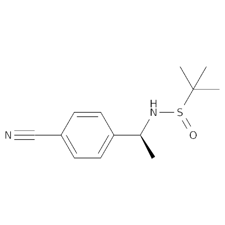 Structure of 1821069-45-7 | (S)-N-[(1S)-1-(4-cyanophenyl)ethyl]-2-methylpropane-2-sulfinamide