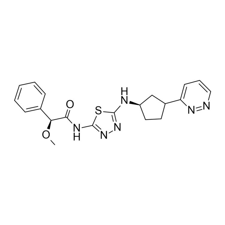 Structure of 1832646-52-2 | (2S)-2-methoxy-2-phenyl-N-(5-{[(3R)-1-(pyridazin-3-yl)pyrrolidin-3-yl]amino}-1,3,4-thiadiazol-2-yl)acetamide