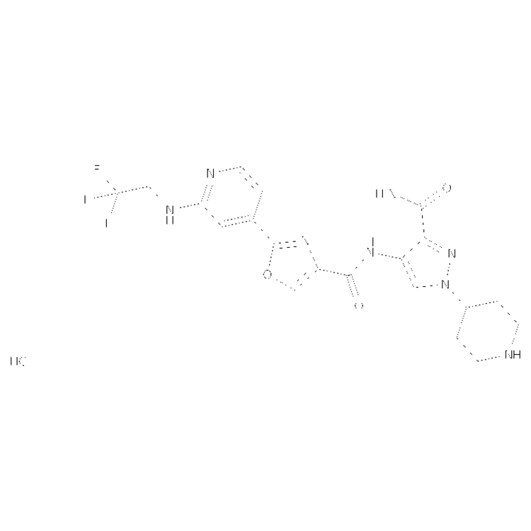 Structure of 2357107-83-4 | N-[3-carbamoyl-1-(piperidin-4-yl)pyrazol-4-yl]-2-{2-[(2,2,2-trifluoroethyl)amino]pyridin-4-yl}-1,3-oxazole-4-carboxamide hydrochloride