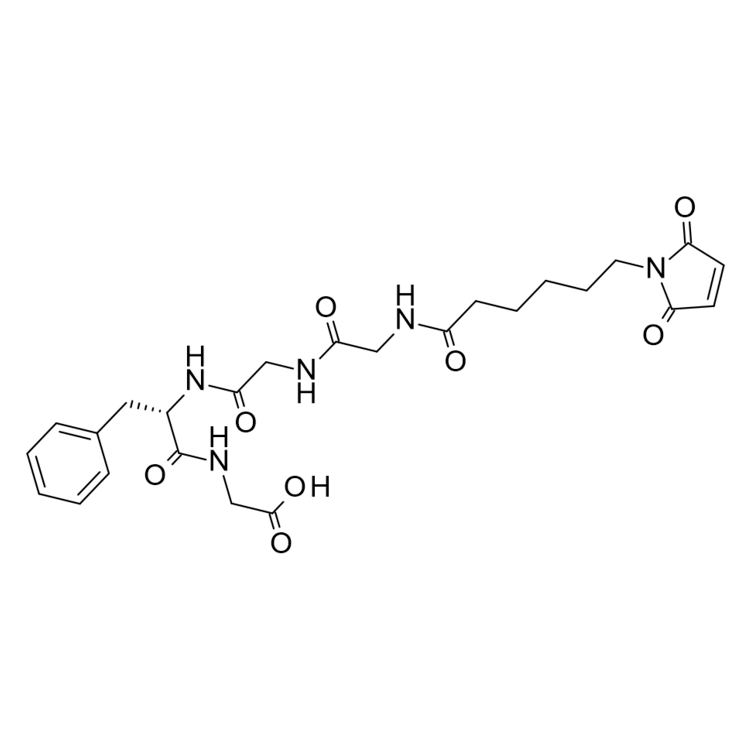 Structure of 2413428-36-9 | [(2S)-2-(2-{2-[6-(2,5-dioxopyrrol-1-yl)hexanamido]acetamido}acetamido)-3-phenylpropanamido]acetic acid