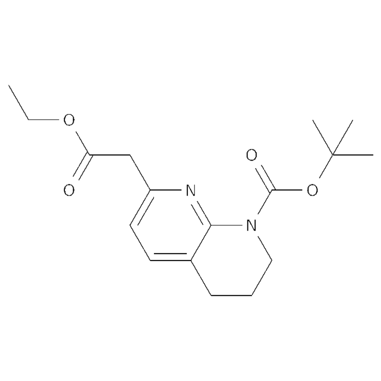 Structure of 243641-38-5 | tert-butyl 7-(2-ethoxy-2-oxoethyl)-3,4-dihydro-2H-1,8-naphthyridine-1-carboxylate