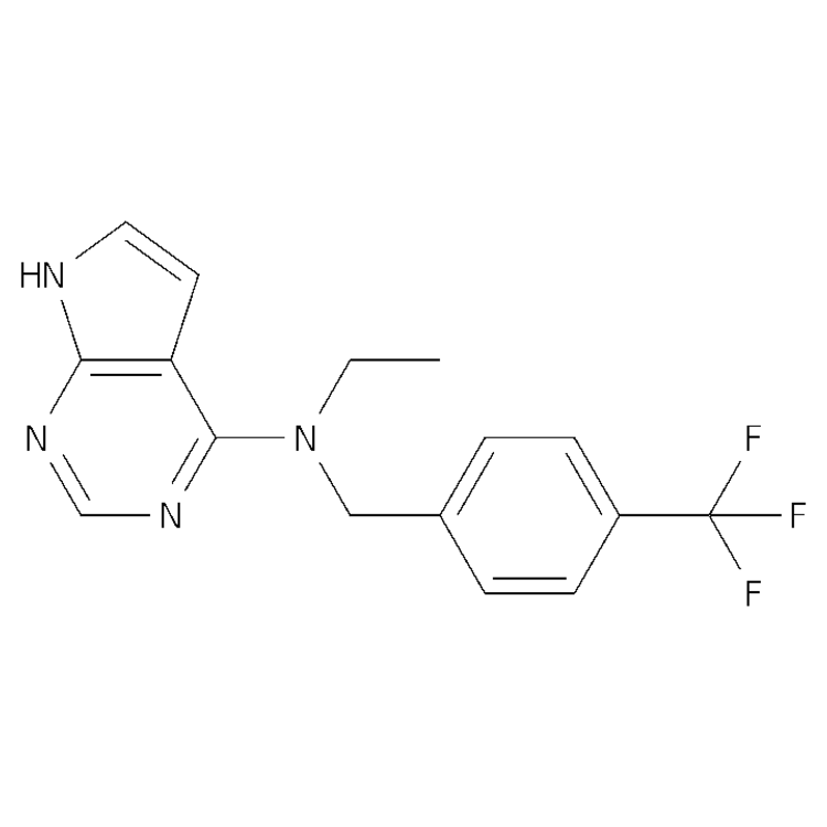 Structure of 2716899-83-9 | N-ethyl-N-{[4-(trifluoromethyl)phenyl]methyl}-7H-pyrrolo[2,3-d]pyrimidin-4-amine