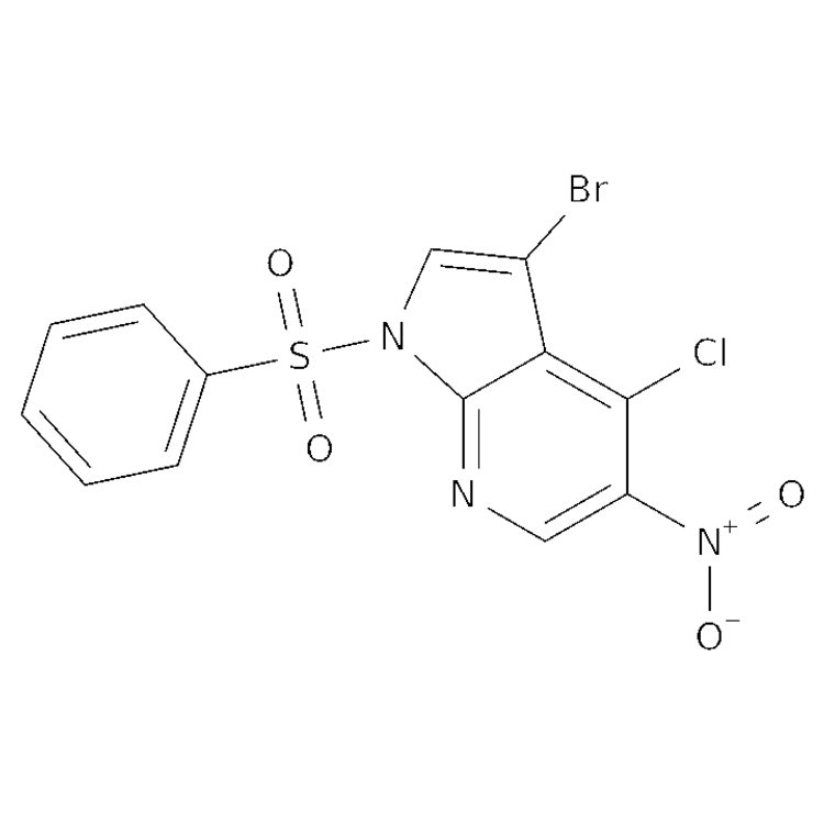 Structure of 2757551-02-1 | 1-(benzenesulfonyl)-3-bromo-4-chloro-5-nitropyrrolo[2,3-b]pyridine