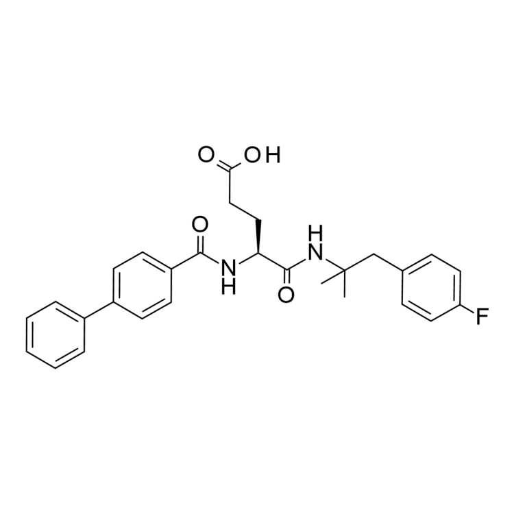 Structure of 920289-29-8 | (S)-4-([1,1'-biphenyl]-4-carboxamido)-5-((1-(4-fluorophenyl)-2-methylpropan-2-yl)amino)-5-oxopentanoic acid