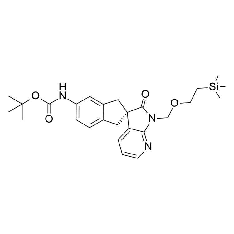Structure of 957121-34-5 | tert-butyl N-[(2R)-2'-oxo-3'-{[2-(trimethylsilyl)ethoxy]methyl}-1,2',3,3'-tetrahydrospiro[indene-2,1'-pyrrolo[2,3-b]pyridine]-6-yl]carbamate