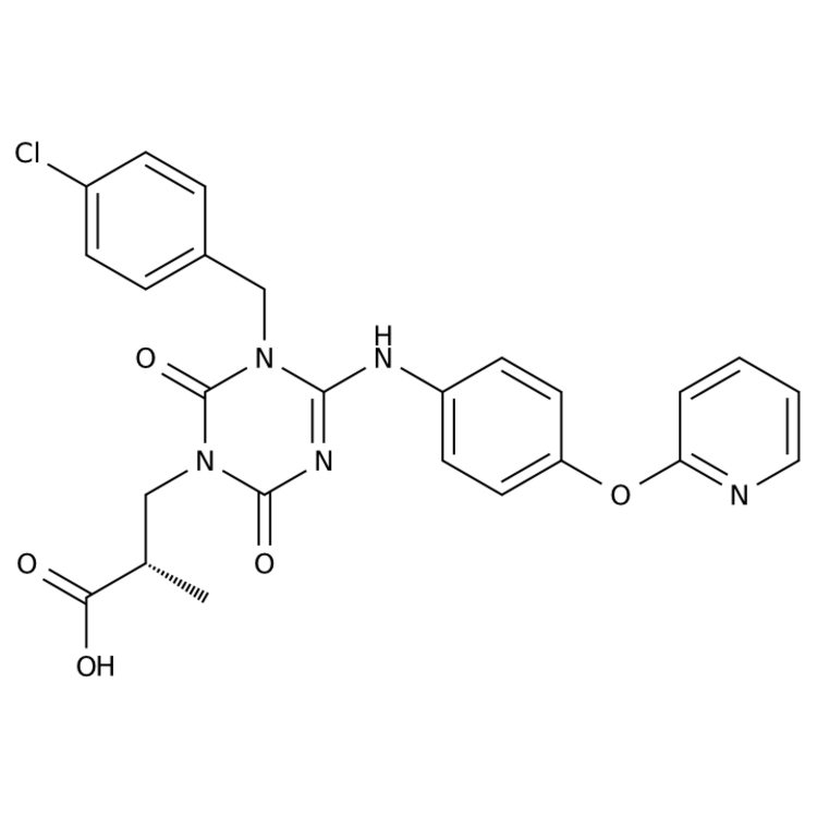 (2S)-3-{3-[(4-chlorophenyl)methyl]-2,6-dioxo-4-{[4-(pyridin-2-yloxy)phenyl]amino}-1,3,5-triazin-1-yl}-2-methylpropanoic acid