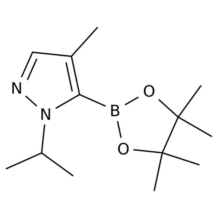 Structure of 2446483-84-5 | 1-isopropyl-4-methyl-5-(4,4,5,5-tetramethyl-1,3,2-dioxaborolan-2-yl)pyrazole
