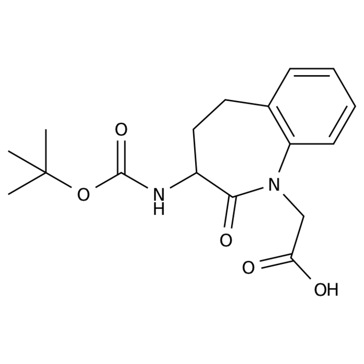 Structure of 103105-97-1 | 2-(3-(tert-Butoxycarbonylamino)-2-oxo-2,3,4,5-tetrahydrobenzo[b]azepin-1-yl)acetic acid