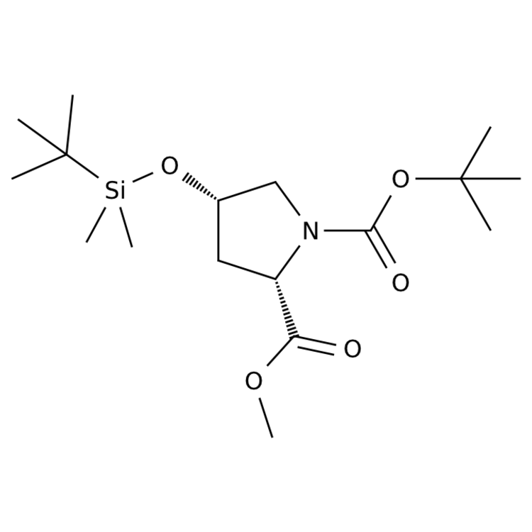 Structure of 367966-45-8 | 1-(tert-butyl) 2-methyl (2S,4S)-4-((tert-butyldimethylsilyl)oxy)pyrrolidine-1,2-dicarboxylate