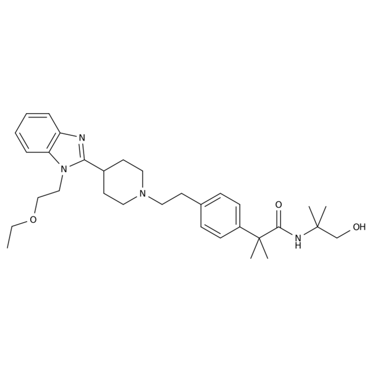 Structure of 2767509-00-0 | 2-[4-(2-{4-[1-(2-ethoxyethyl)-1,3-benzodiazol-2-yl]piperidin-1-yl}ethyl)phenyl]-N-(1-hydroxy-2-methylpropan-2-yl)-2-methylpropanamide
