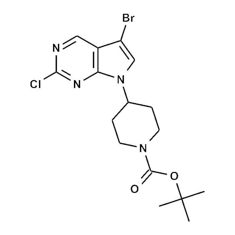 Structure of 2419880-53-6 | (4-{5-bromo-2-chloropyrrolo[2,3-d]pyrimidin-7-yl}piperidin-1-yl) tert-butyl formate