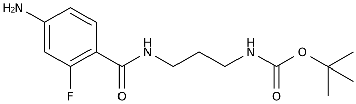 Structure of 1694320-09-6 | 1,1-Dimethylethyl N-[3-[(4-amino-2-fluorobenzoyl)amino]propyl]carbamate