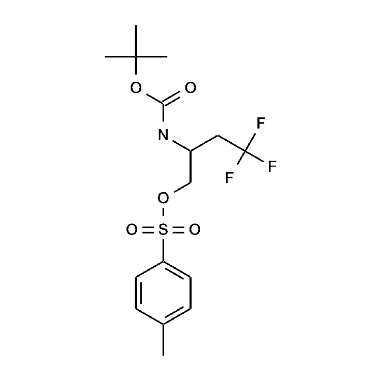 Structure of 1034455-69-0 | tert-butyl N-(4,4,4-trifluoro-1-{[(4-methylbenzene)sulfonyl]oxy}butan-2-yl)carbamate