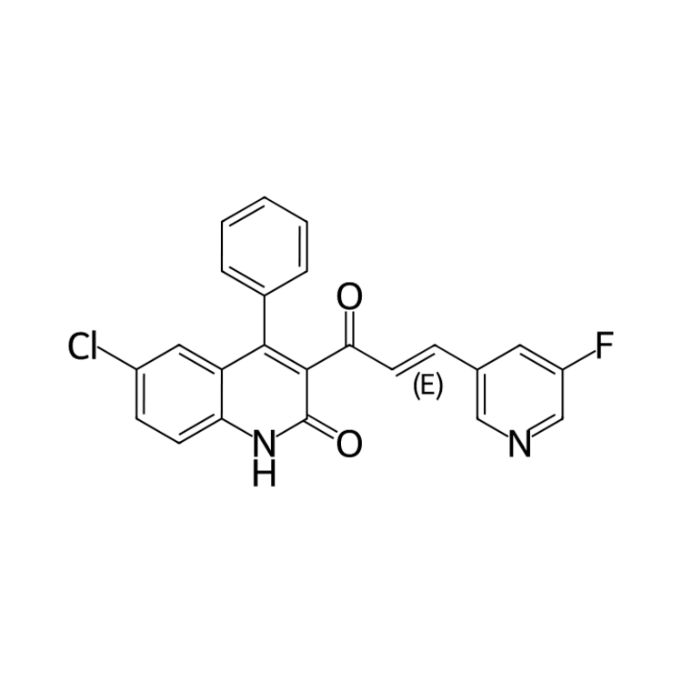 Structure of 2205871-61-8 | (E)-6-chloro-3-(3-(5-fluoropyridin-3-yl)acryloyl)-4-phenylquinolin-2(1H)-one
