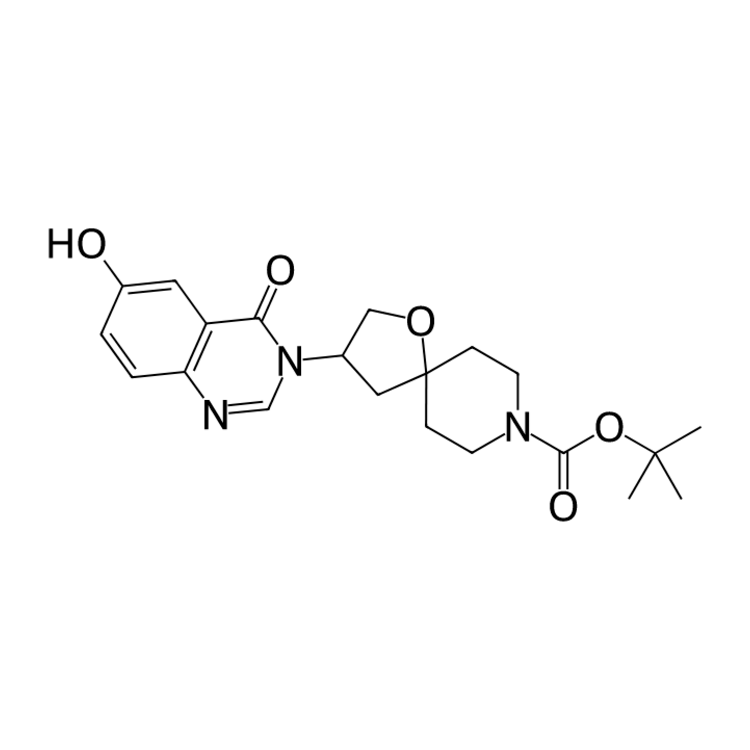 Structure of 2882167-31-7 | tert-butyl 3-(6-hydroxy-4-oxoquinazolin-3(4H)-yl)-1-oxa-8-azaspiro[4.5]decane-8-carboxylate
