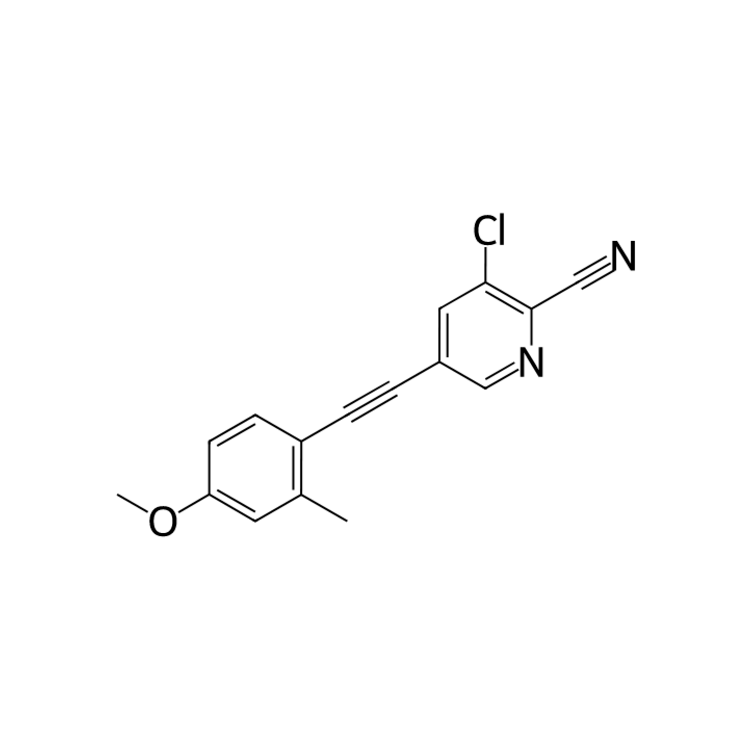 Structure of 1186637-69-3 | 3-Chloro-5-[2-(4-methoxy-2-methylphenyl)ethynyl]-2-pyridinecarbonitrile