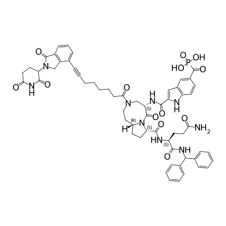 Structure of 2497583-03-4 | (2-(((5S,8S,10aR)-8-(((S)-5-amino-1-(benzhydrylamino)-1,5-dioxopentan-2-yl)carbamoyl)-3-(8-(2-(2,6-dioxopiperidin-3-yl)-1-oxoisoindolin-4-yl)oct-7-ynoyl)-6-oxodecahydropyrrolo[1,2-a][1,5]diazocin-5-yl)carbamoyl)-1H-indole-5-car
